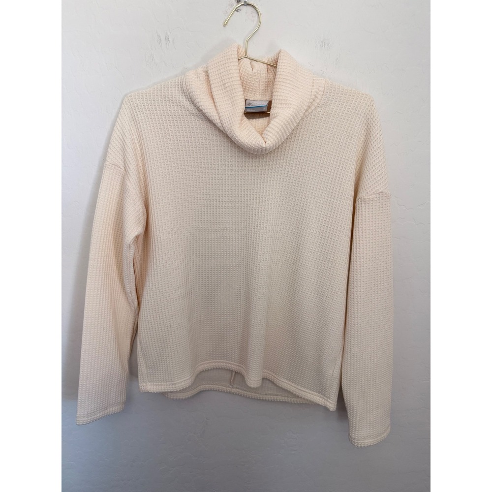Columbia Womens Waffle Knit Cowl Neck Layering Sweater Size Medium Gorpcore